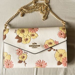 Cashin Floral Cluster Printed Leather Envelope Clutch Crossbody